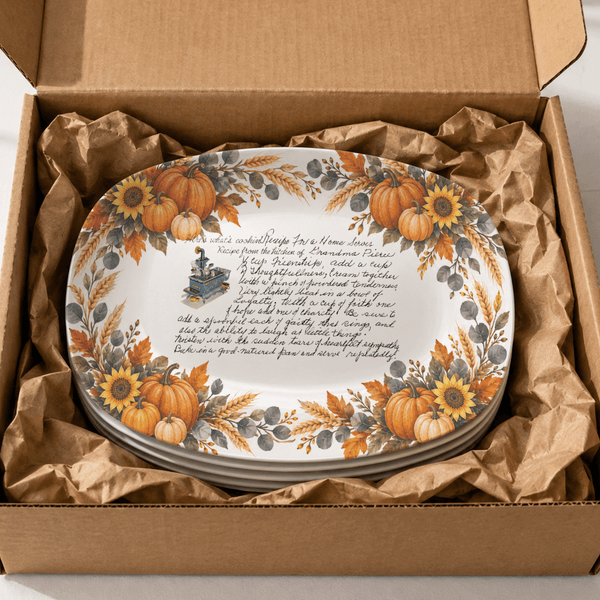 Handwritten Recipe Platter with Pumpkin Border