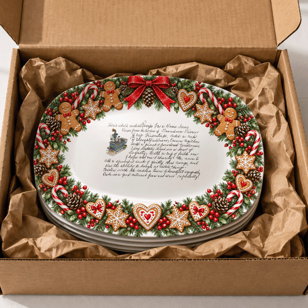 Handwritten Recipe Platter with Christmas Cookie Border