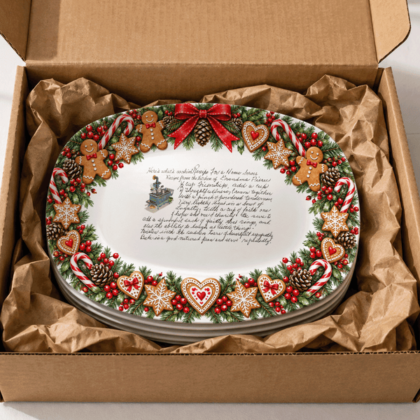 Handwritten Recipe Platter with Christmas Cookie Border