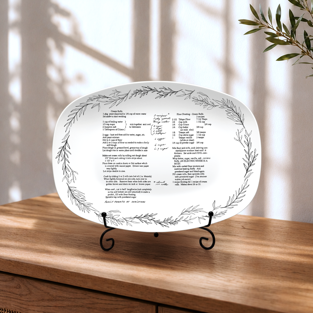 Handwritten Recipe Platter with Branch Border