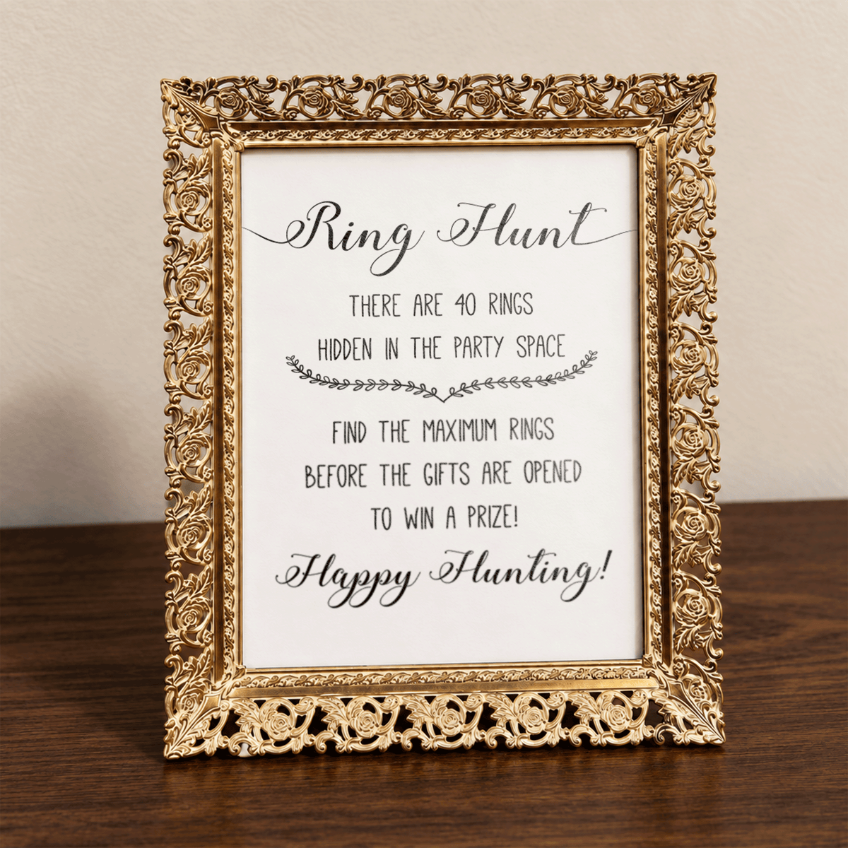 Ring Hunt Bridal Shower Game Sign