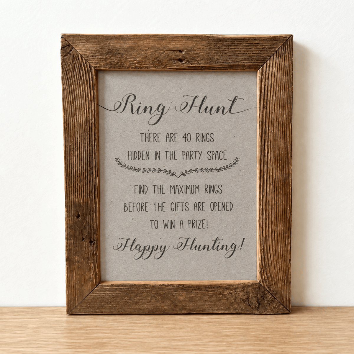 Ring Hunt Bridal Shower Game Sign