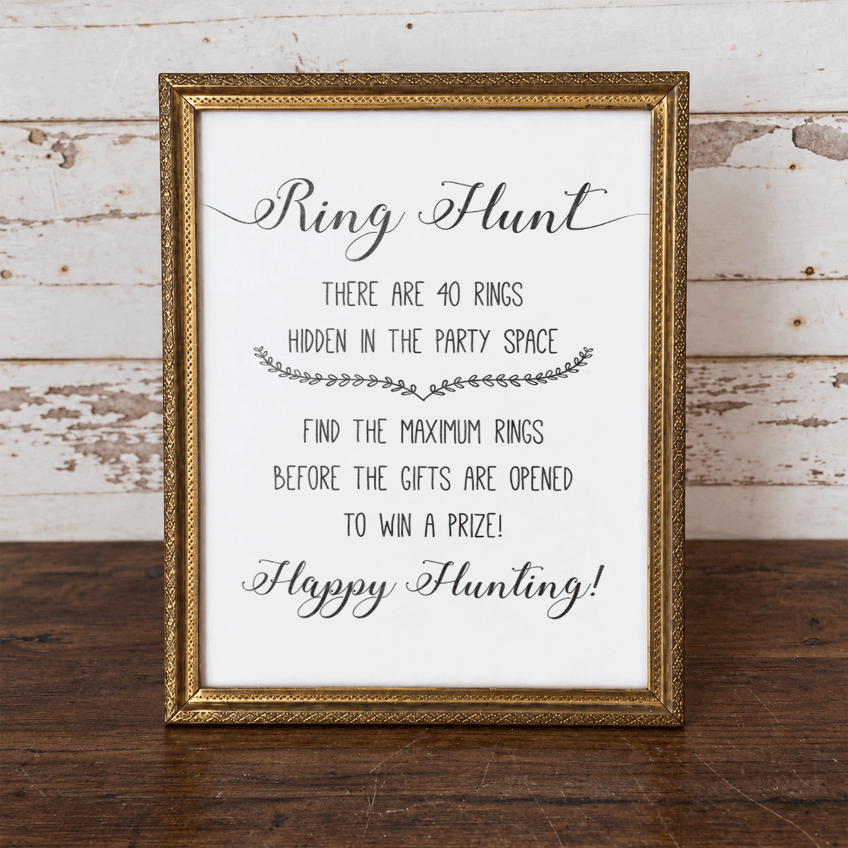 Ring Hunt Bridal Shower Game Sign