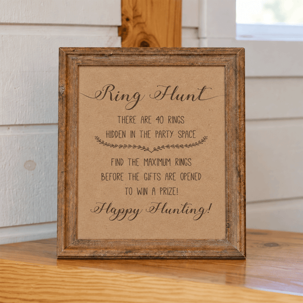 Ring Hunt Bridal Shower Game Sign