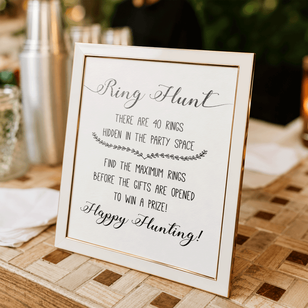 Ring Hunt Bridal Shower Game Sign