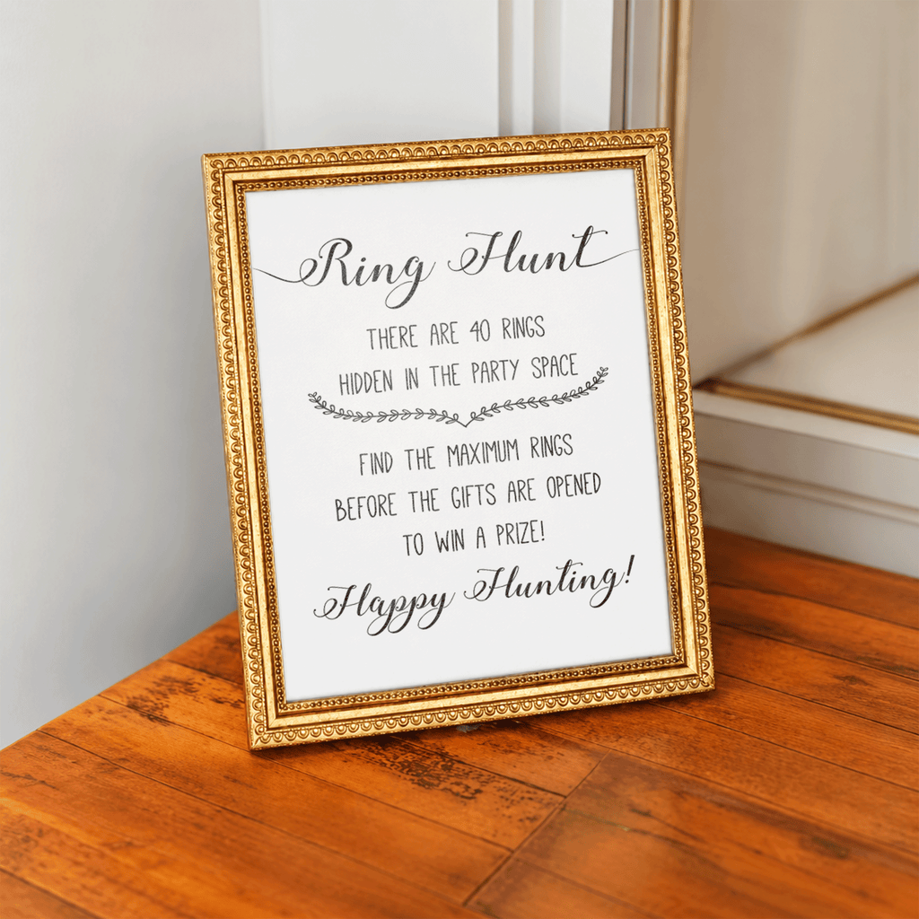 Ring Hunt Bridal Shower Game Sign