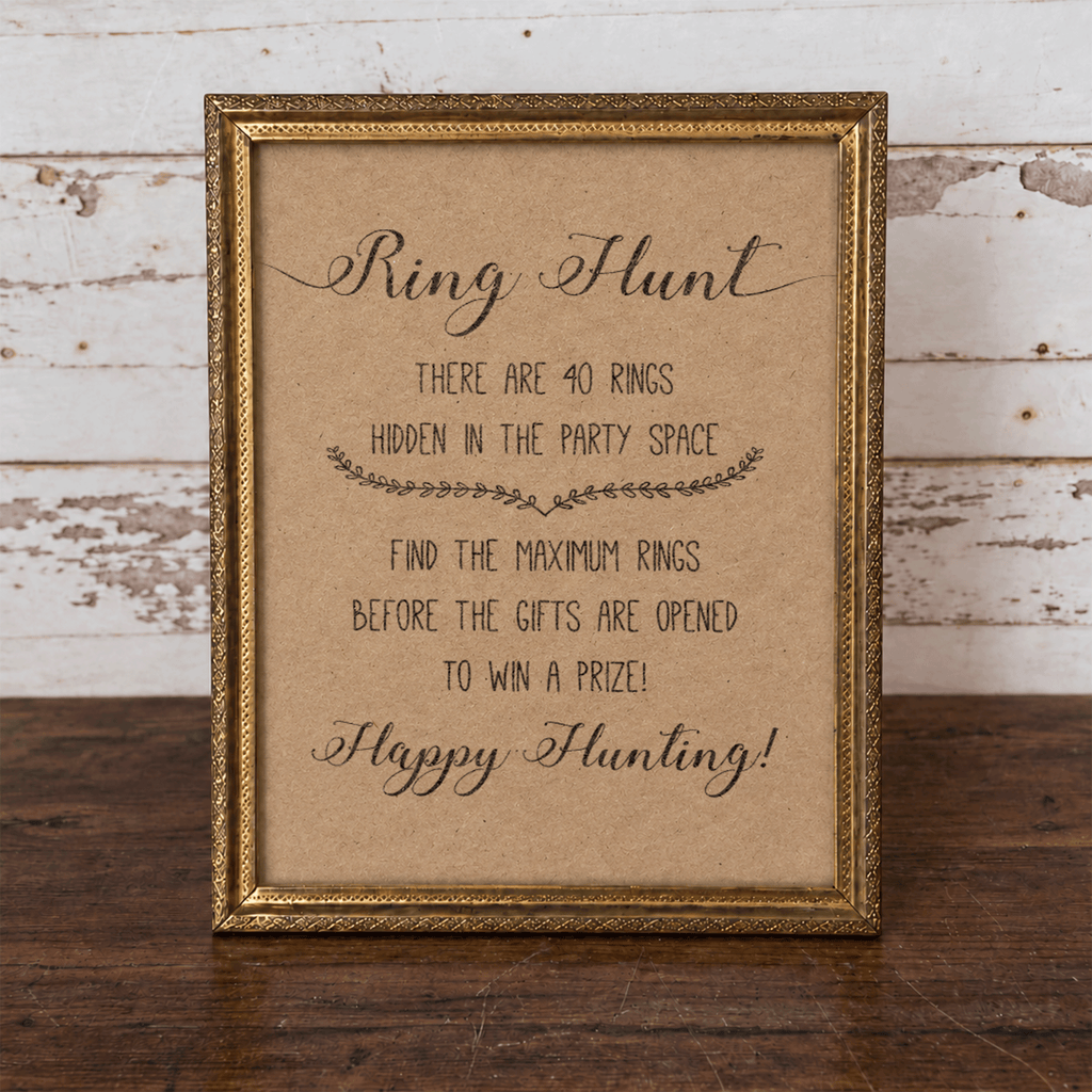 Ring Hunt Bridal Shower Game Sign