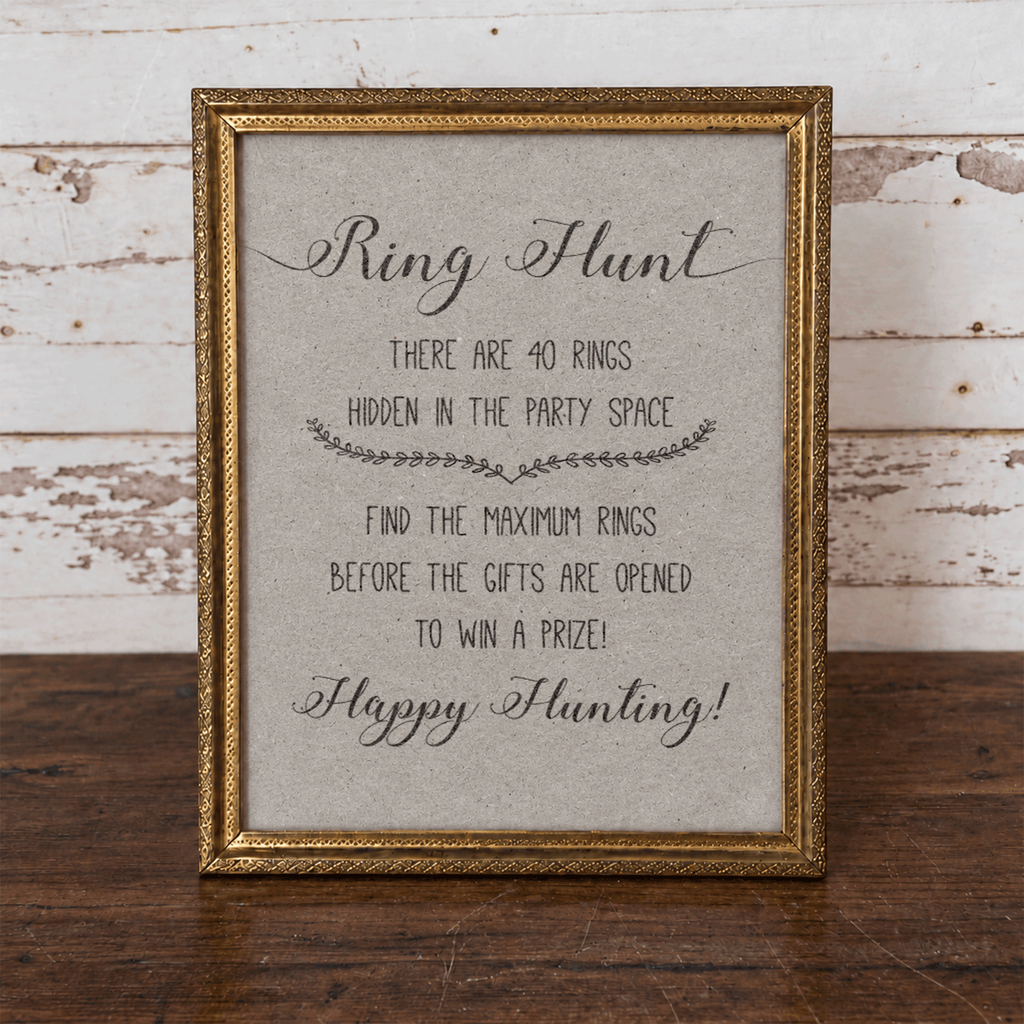 Ring Hunt Bridal Shower Game Sign
