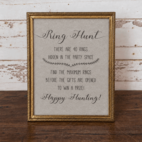 Ring Hunt Bridal Shower Game Sign