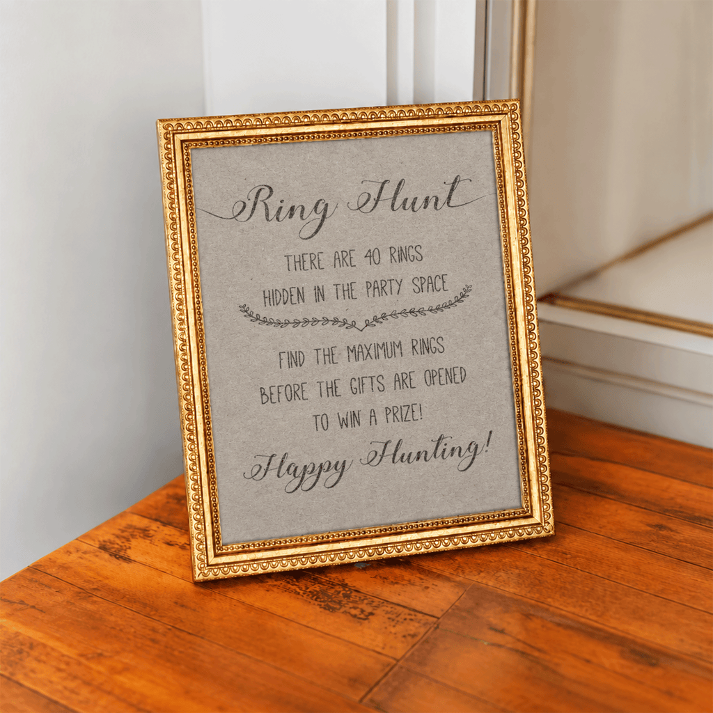 Ring Hunt Bridal Shower Game Sign