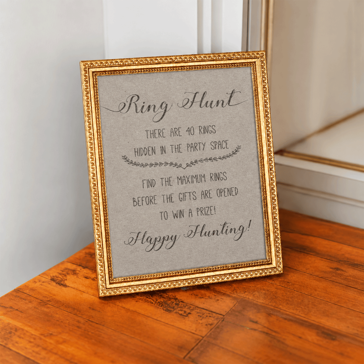 Ring Hunt Bridal Shower Game Sign