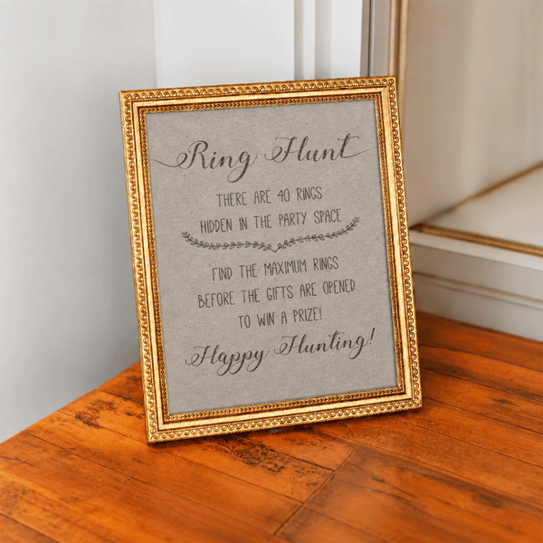 Ring Hunt Bridal Shower Game Sign