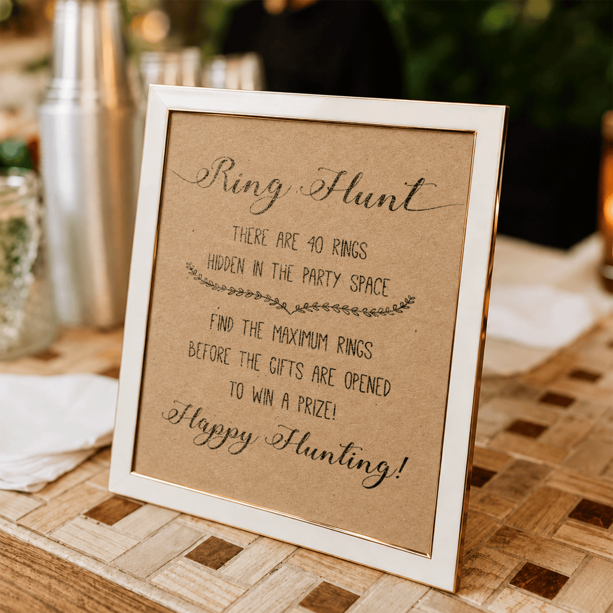 Ring Hunt Bridal Shower Game Sign