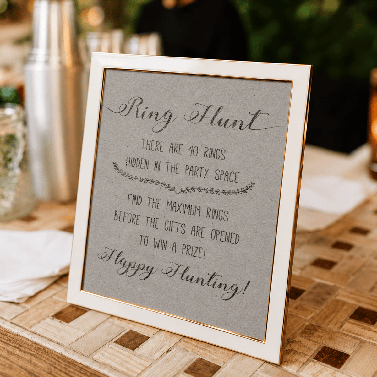 Ring Hunt Bridal Shower Game Sign