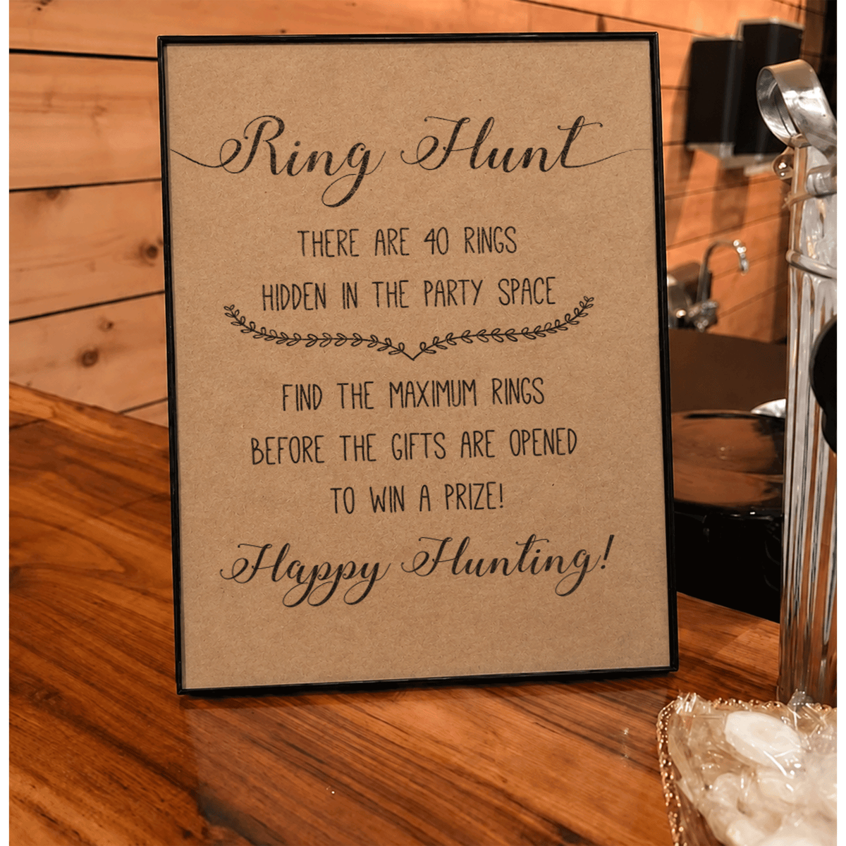 Ring Hunt Bridal Shower Game Sign