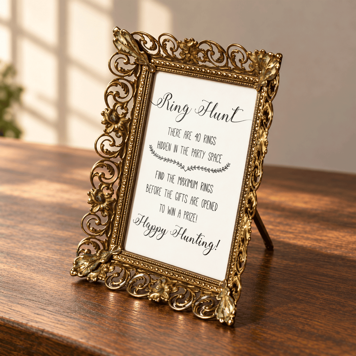 Ring Hunt Bridal Shower Game Sign