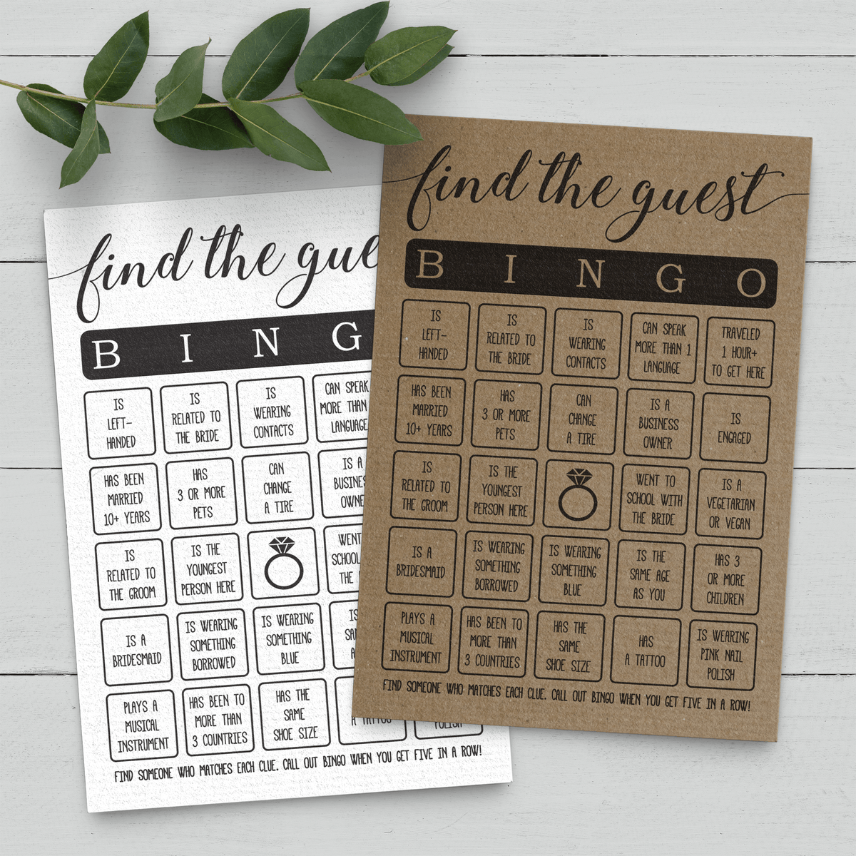 Find The Guest Bingo Bridal Shower Game