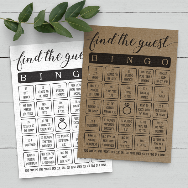 Find The Guest Bingo Bridal Shower Game