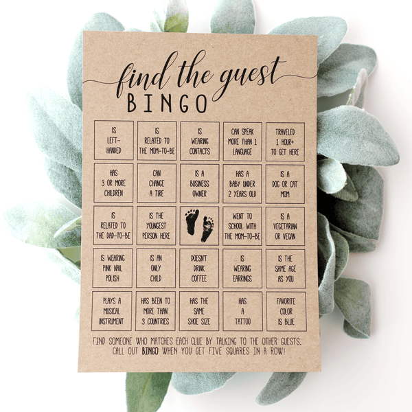 Find The Guest Bingo Baby Shower Game