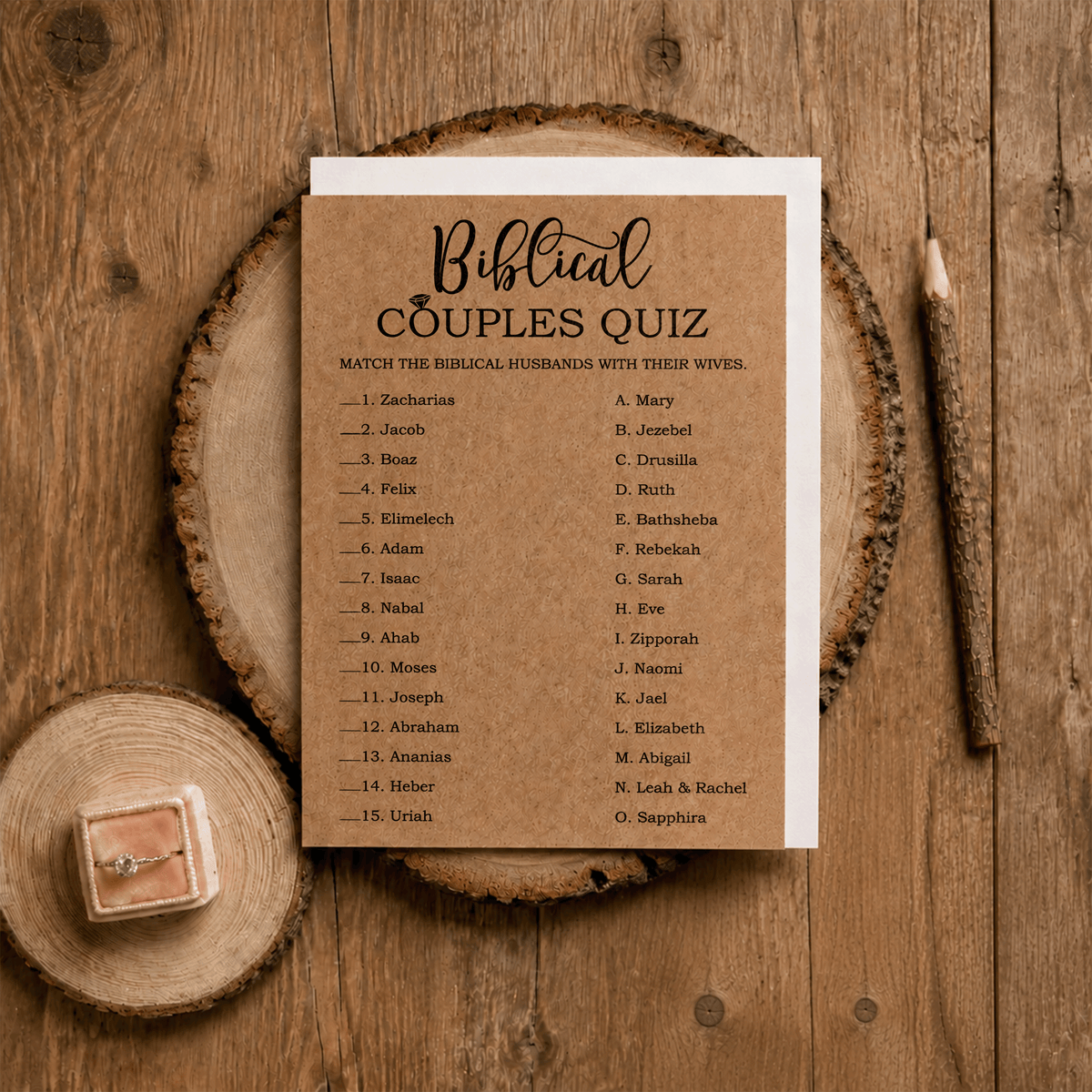 Bible Couples Quiz Bridal Shower Game