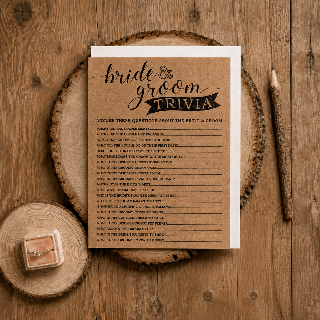 Bride Groom Trivia Bridal Shower Game