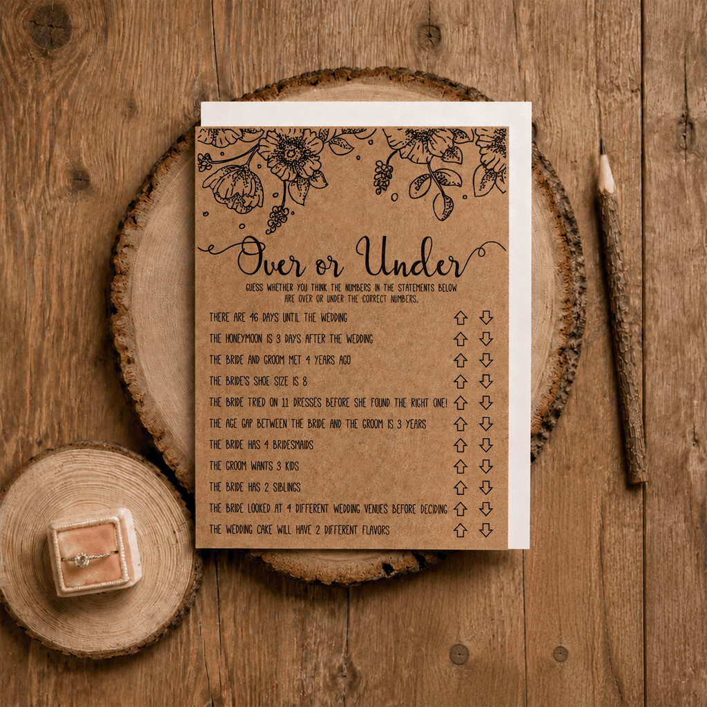Over or Under Bridal Shower Game