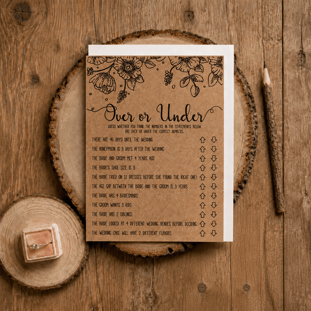 Over or Under Bridal Shower Game