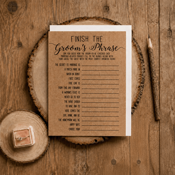 Finish the Groom's Phrase Bridal Shower Game