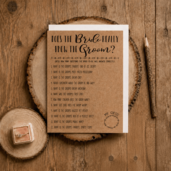 How Well Does The Bride Really Know The Groom Bridal Shower Game
