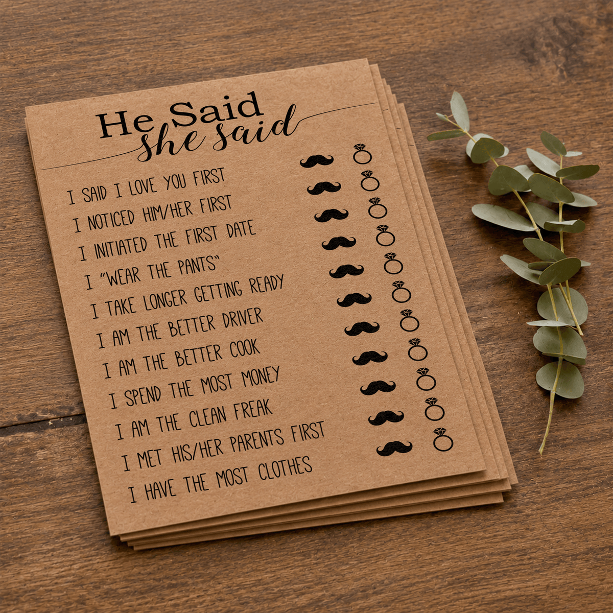 He Said She Said Bridal Shower Game