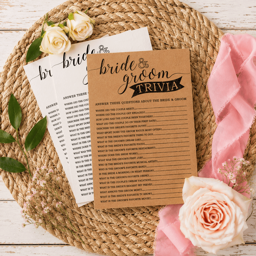 Bride Groom Trivia Bridal Shower Game