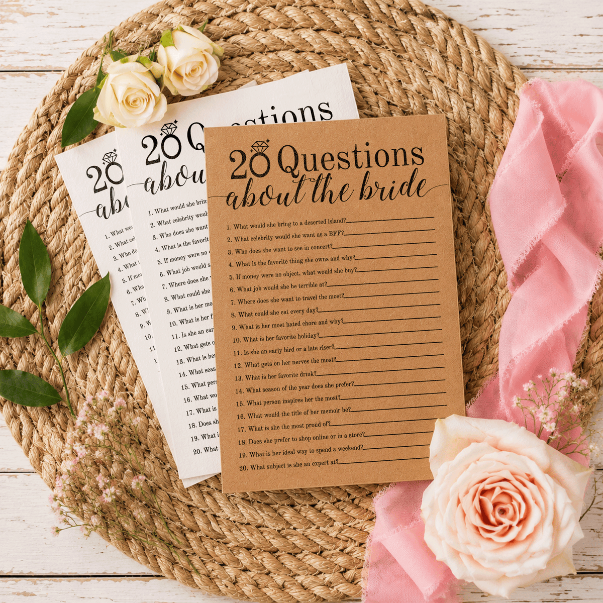 20 Questions about the Bride Bridal Shower Game Main image