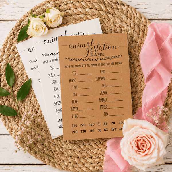 Animal Gestation Baby Shower Game