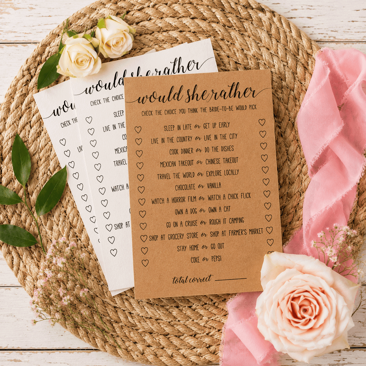 Would She Rather Bridal Shower Game