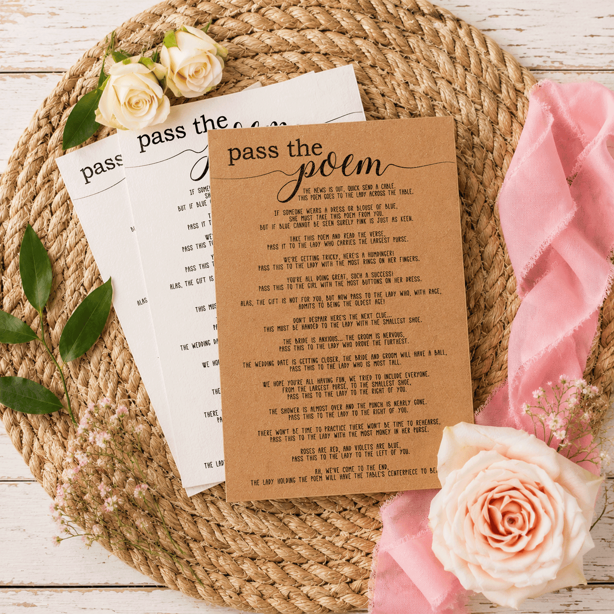 Pass The Poem Bridal Shower Game