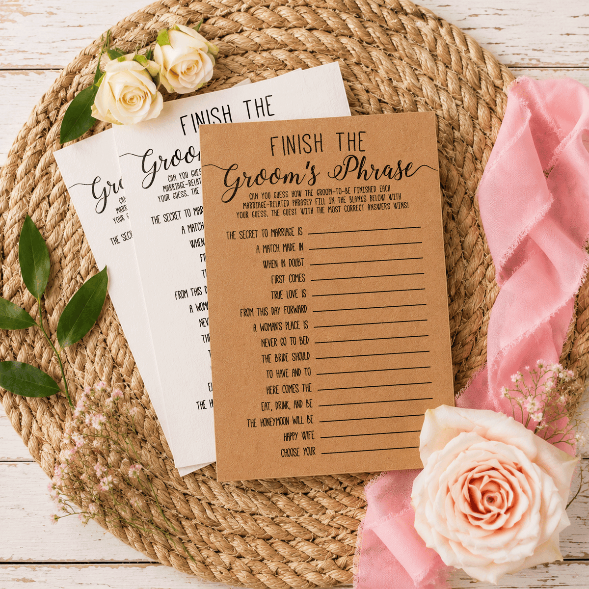 Finish the Groom's Phrase Bridal Shower Game