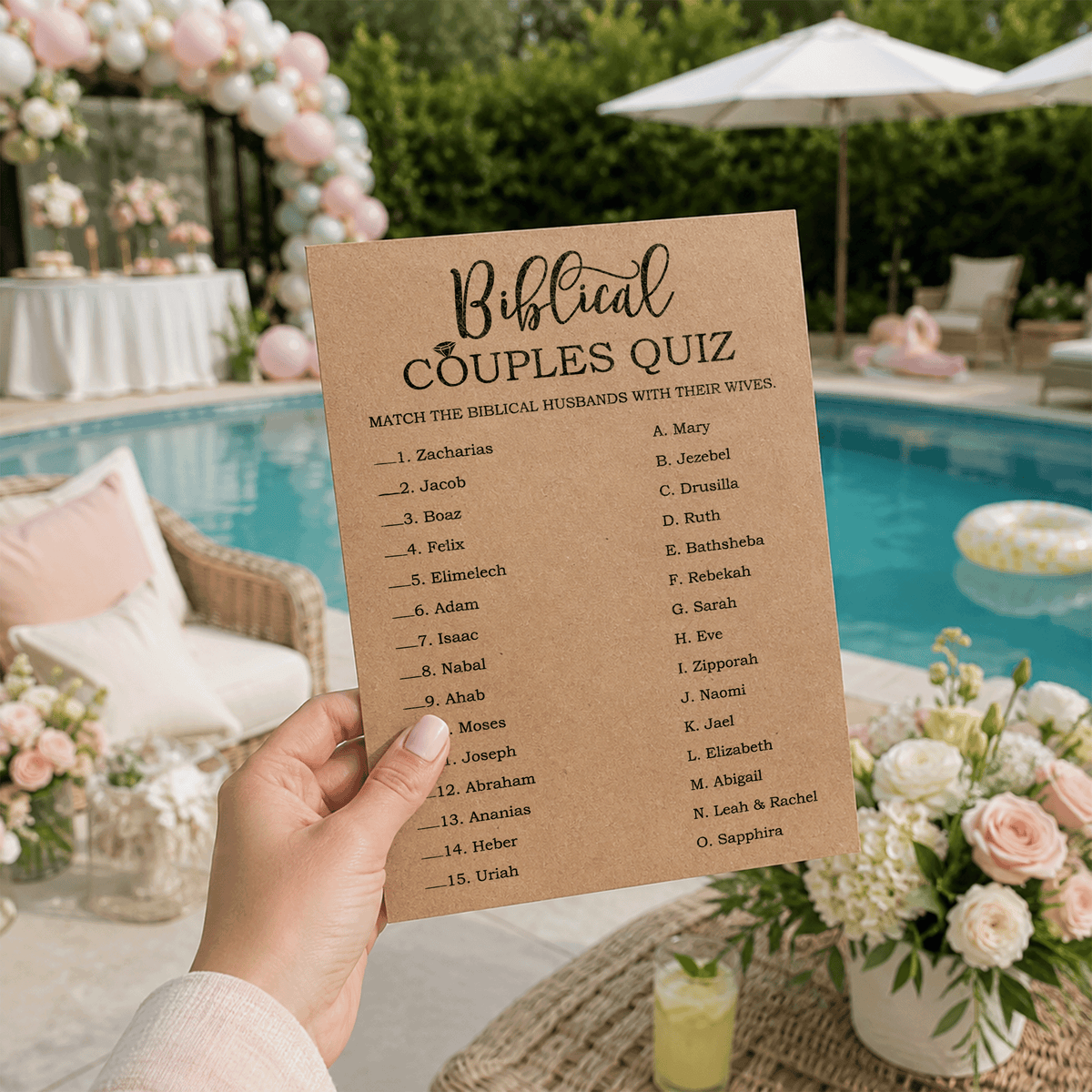 Bible Couples Quiz Bridal Shower Game