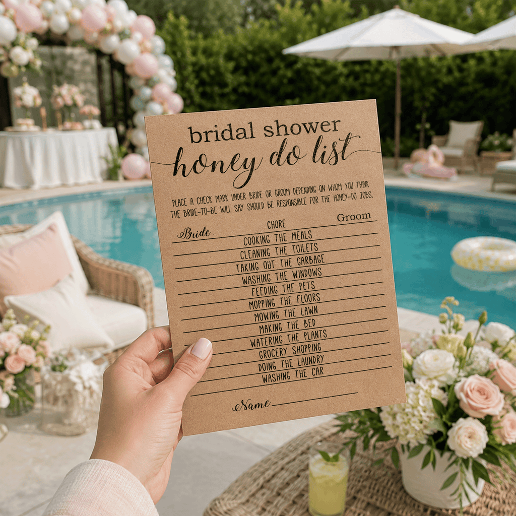 Bridal Shower Honey Do List Game