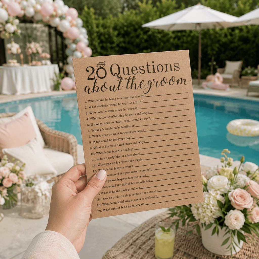 20 Questions About The Groom Bridal Shower Game