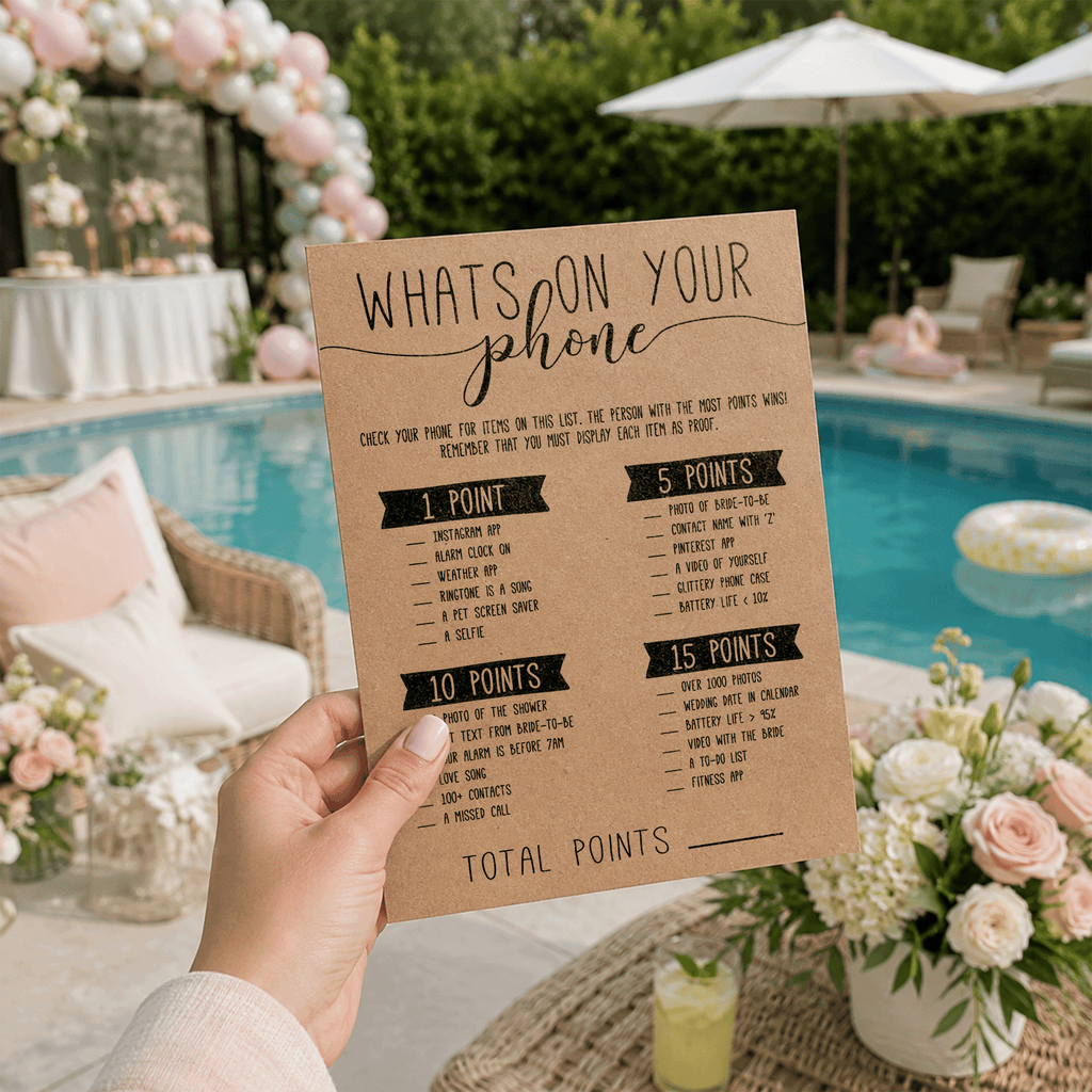 What's On Your Phone Bridal Shower Game