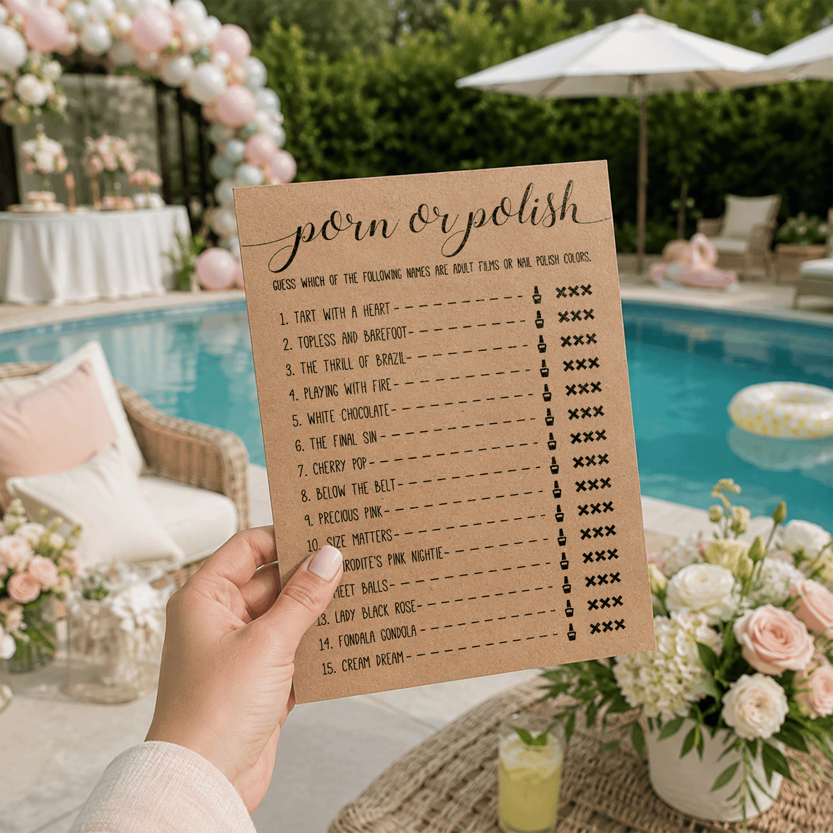 Porn Or Polish Bridal Shower Game