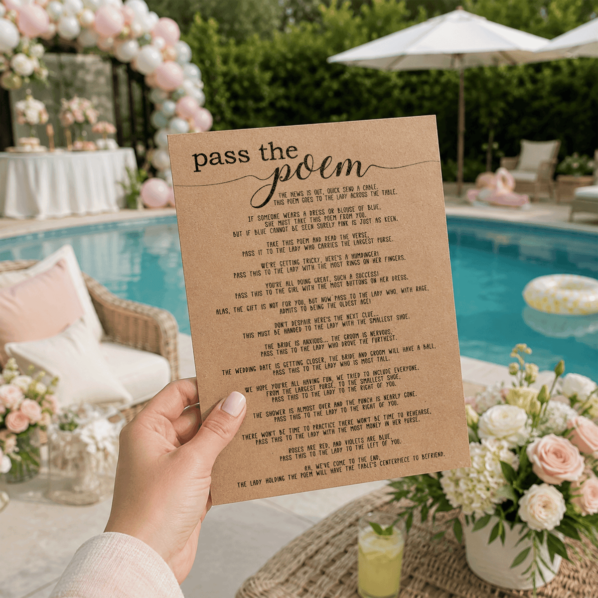 Pass The Poem Bridal Shower Game