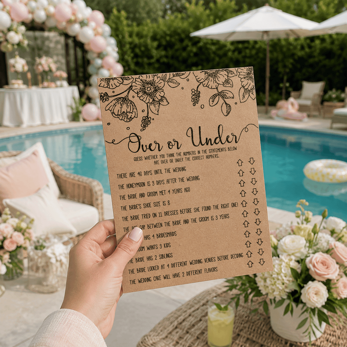Over or Under Bridal Shower Game