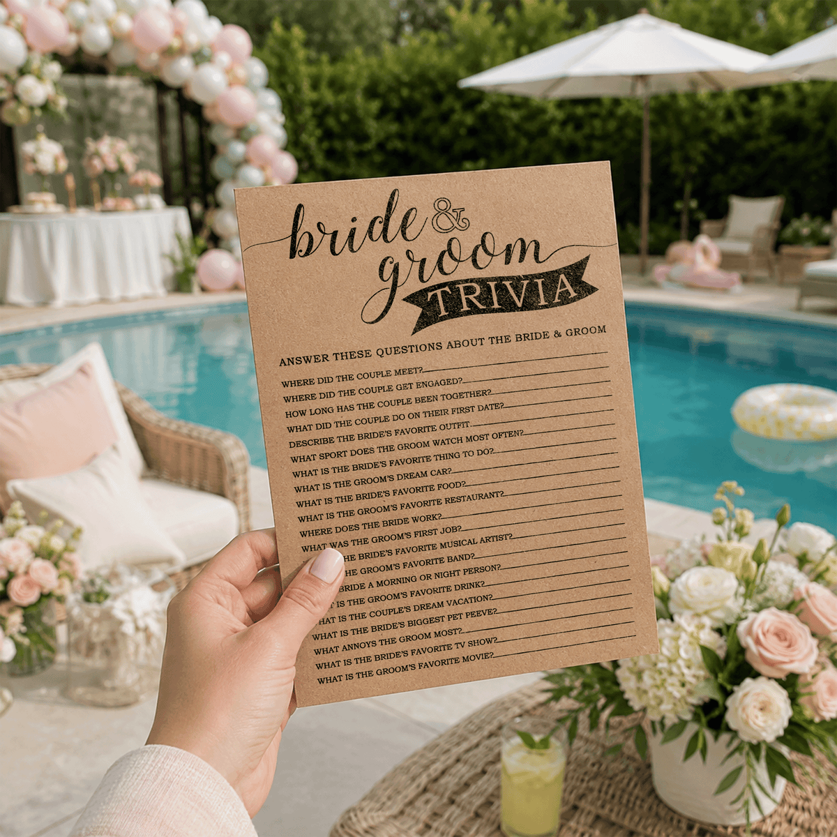 Bride Groom Trivia Bridal Shower Game