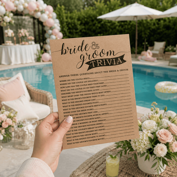 Bride Groom Trivia Bridal Shower Game