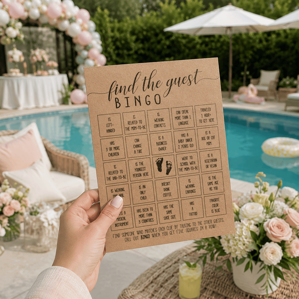 Find The Guest Bingo Baby Shower Game