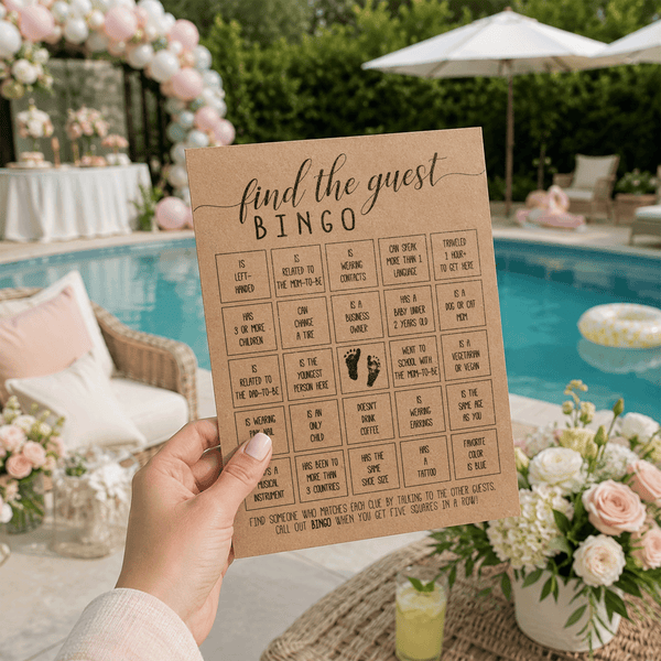 Find The Guest Bingo Baby Shower Game