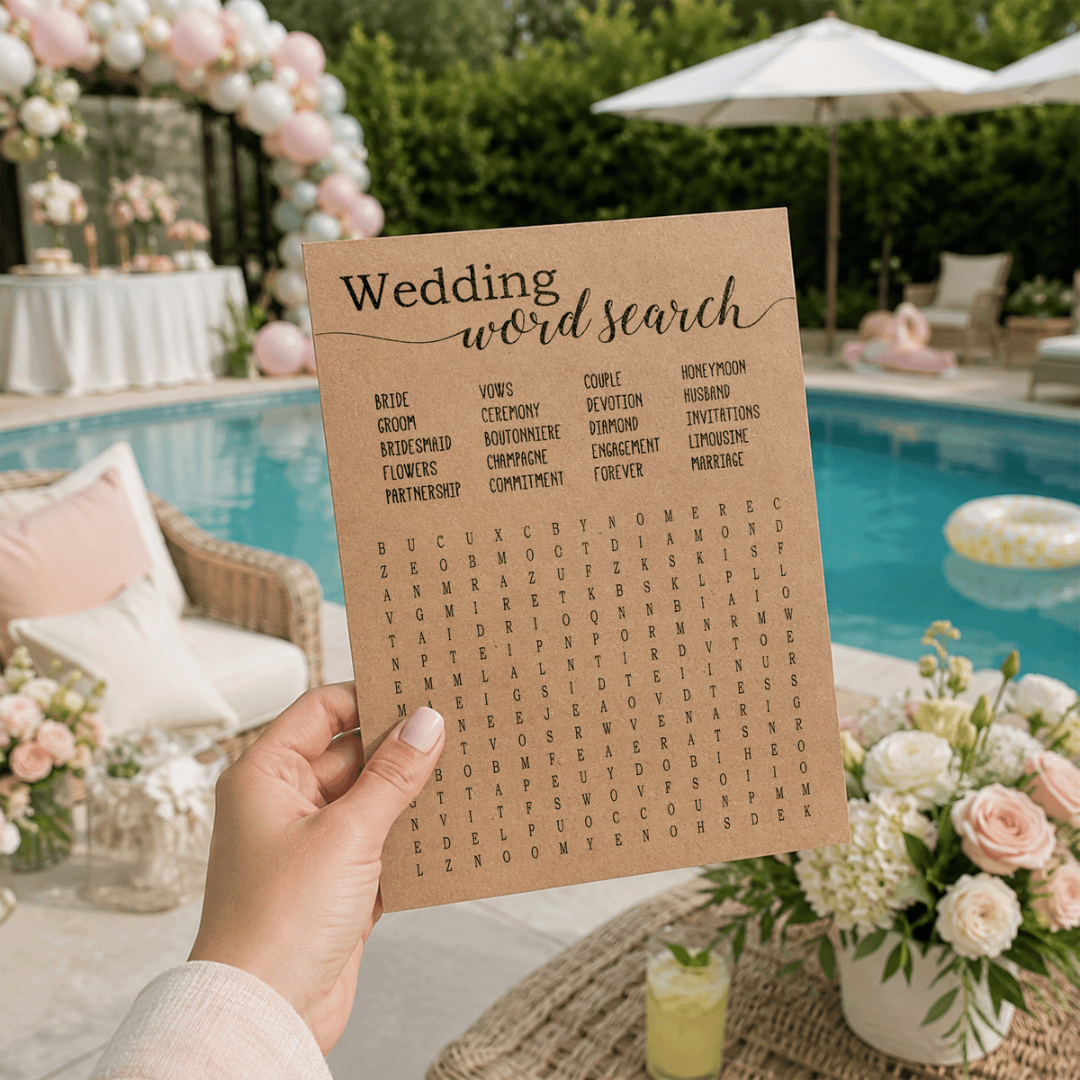 Wedding Word Search Bridal Shower Game