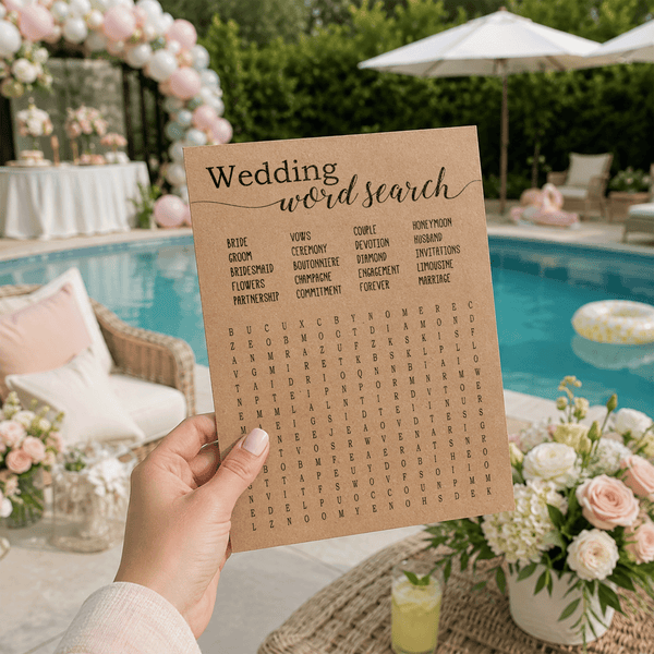 Wedding Word Search Bridal Shower Game