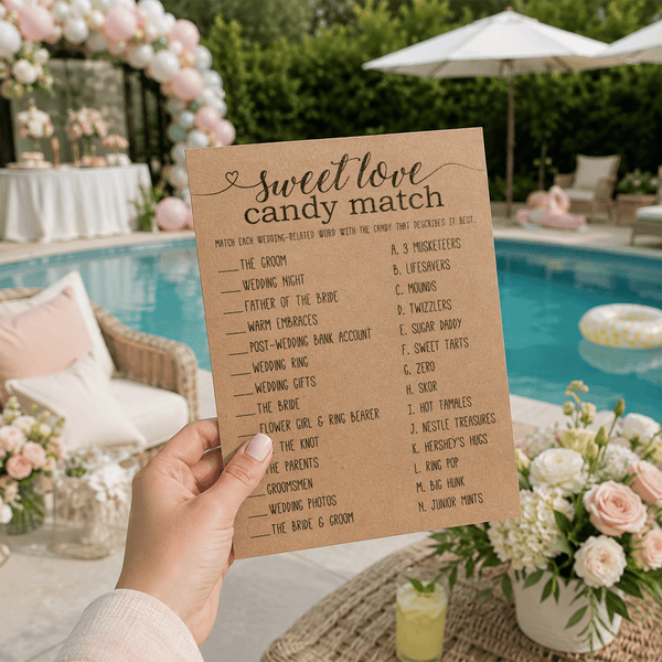 Sweet Love Candy Match Bridal Shower Game